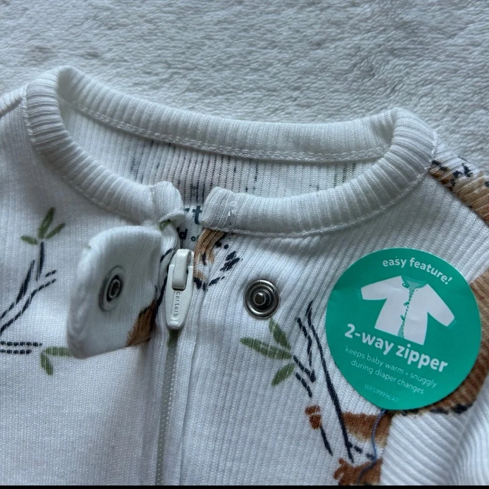 NWT NEW! Carter's White & Tan Koala Print Baby One Piece Footie Sleeper 3-6 mo